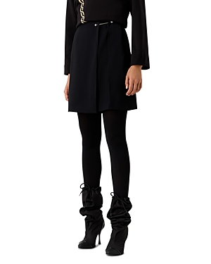 Emporio Armani Pierced Mini Skirt In Solid Black