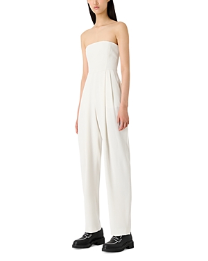 Shop Emporio Armani Strapless Jumpsuit In Off White