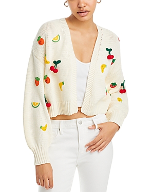 Shop Aqua Fruit Embroidered Cropped Cardigan - 100% Exclusive In Sunday Market