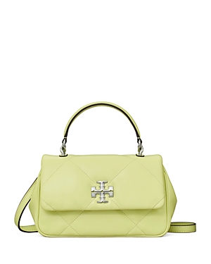 Tory Burch Kira Diamond Quilted Leather Top Handle Bag In Fresh Pear/gold