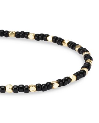 Black Bead & Gold-Tone Sterling Silver Bracelet