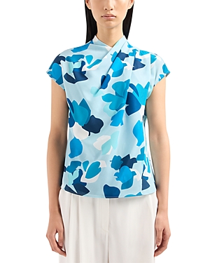 EMPORIO ARMANI WRAP EFFECT COLLAR BLOUSE