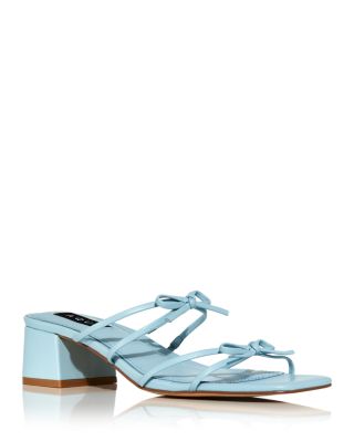 AQUA - Women's Cntia Square Toe Double Bow Strap Block Heel Sandals - Exclusive