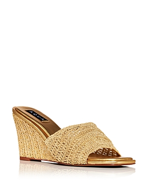 Aqua Women's Areli Square Toe Woven Espadrille Wedge Heel Sandals - 100% Exclusive In Gold
