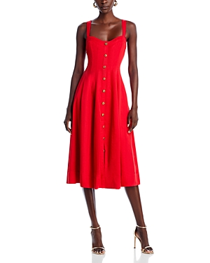 Shop Aqua X Liat Baruch Button Front Midi Dress - 100% Exclusive In Red