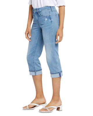 Marilyn Cuffed Straight Leg Cropped Jeans in Lakefront