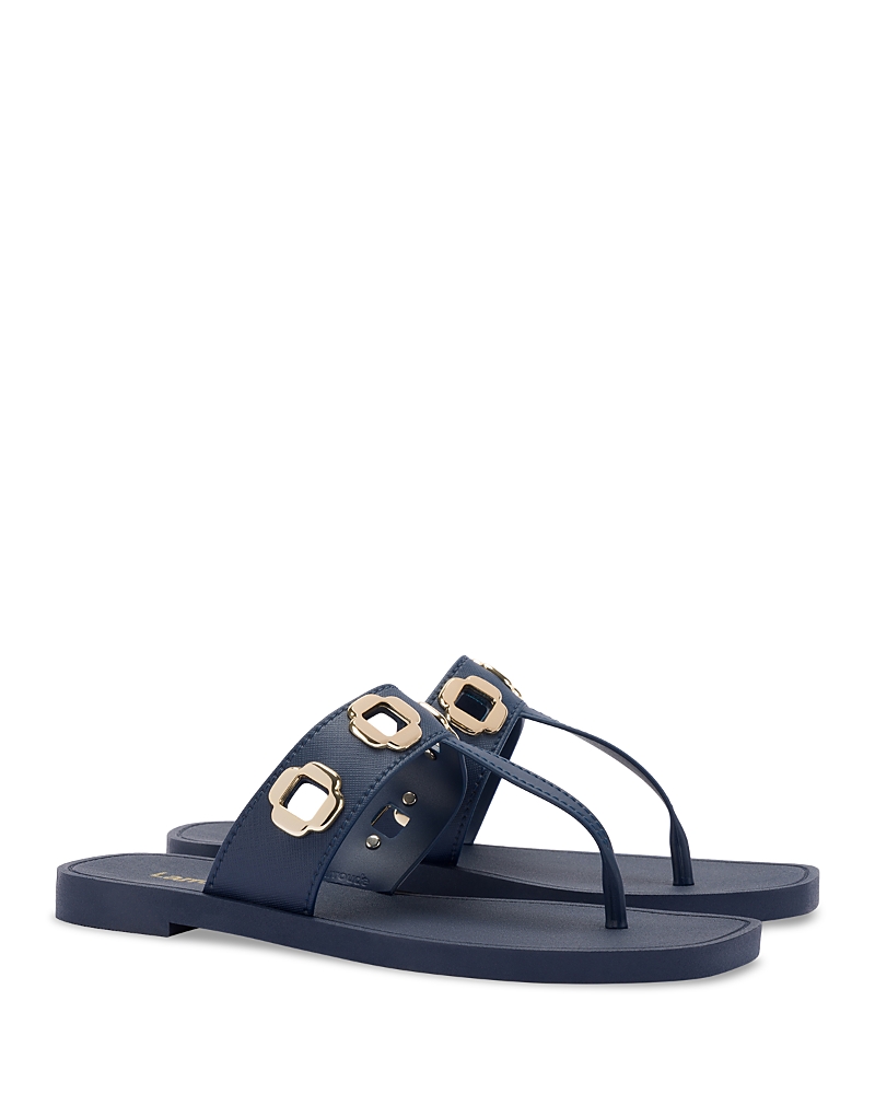 Larroude Women's Milan Grommet Thong Sandals In Indigo