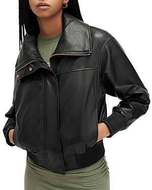 Shop Allsaints Etta Regular Fit Leather Jacket In Black