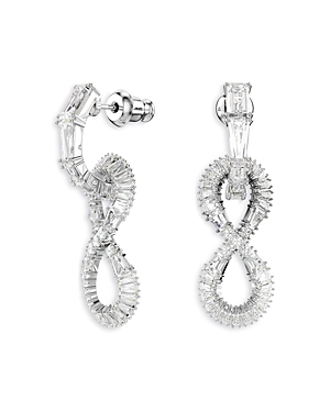 Shop Swarovski Hyperbola Infinity Drop Earrings In Silver