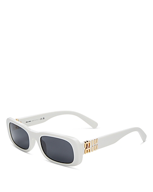 Miu Miu Rectangular Sunglasses, 53mm In White/gray Solid