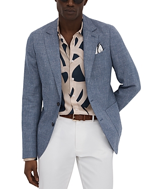 Reiss Ravenswood Slim Fit Single Breasted Wool Blend Blazer In Indigo