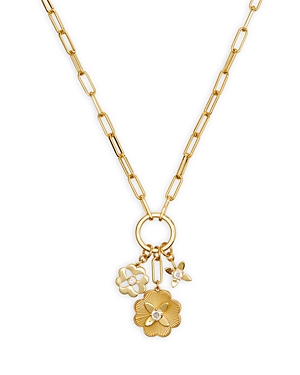 Shop Kate Spade New York Heritage Bloom Charm Necklace, 18 In Gold