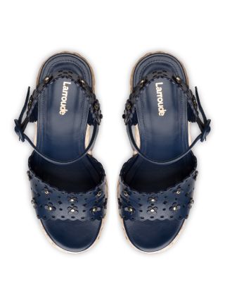 Women's Jasmine Flower Detail Espadrille Wedge Platform Sandals