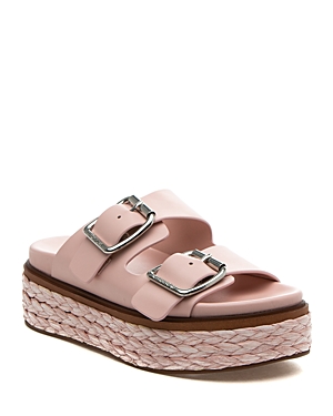 Shop J/slides Women's Bonnie Double Buckle Platform Slide Sandals In Light Pink