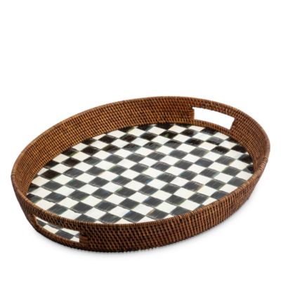 MacKenzie-Childs - Courtly Check Enamel & Rattan Party Tray