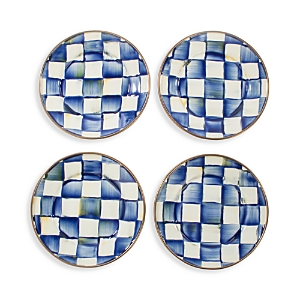 Mackenzie-childs Royal Check Appetizer Plates, Set Of 4 In Blue/white