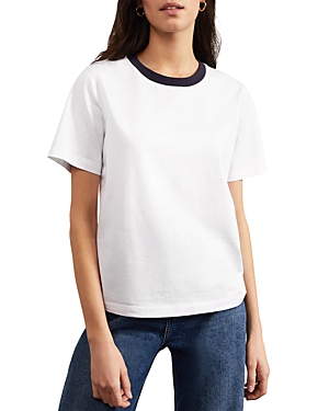Shop Hobbs London Limited Holbrook Tee In Ivory Navy