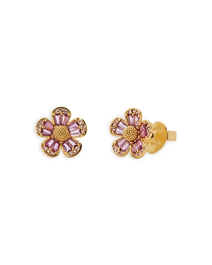 Shop Kate Spade New York Fleurette Stud Earrings In Pink/gold