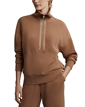 Shop Varley Keller Half Zip Pullover Sweatshirt In Golden Bronze