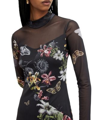 ALLSAINTS Hanna Sanibel Printed Mesh Midi Dress | Bloomingdale's Women