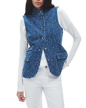 Rag & Bone Slade Textured Denim Vest In Midtweed