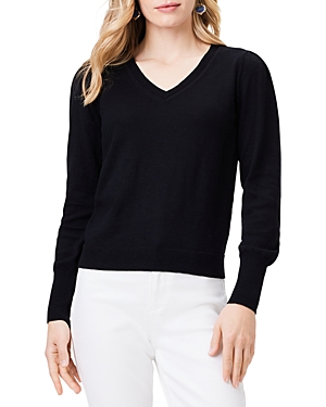 Shop Nic + Zoe Nic+zoe Femme Sleeve Slub Sweater In Black Onyx