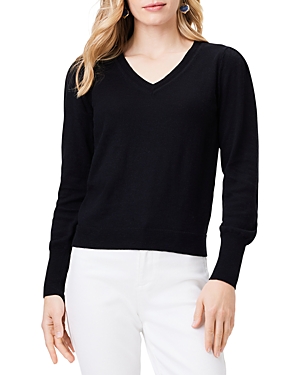 Nic + Zoe Slub Cotton Blend Sweater In Black Onyx