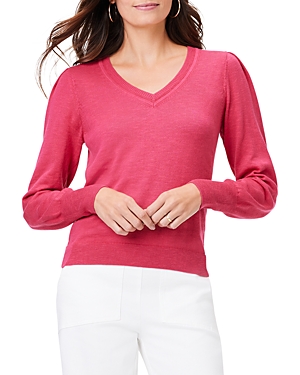 Shop Nic + Zoe Nic+zoe Femme Sleeve Slub Sweater In Bright Rose