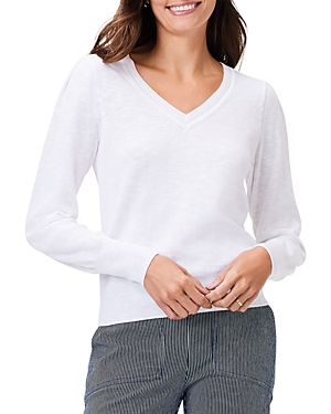 Nic + Zoe Slub Cotton Blend Sweater In Paper White