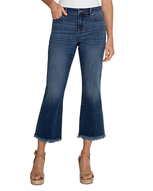 Liverpool Los Angeles Hannah Velvet Trim Raw Hem Crop Flare Jeans In Elkmont