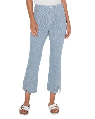 Liverpool Los Angeles - Gia Glider High Rise Crop Flare Leg Jeans in Chambray Stripe