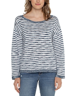 Shop Liverpool Los Angeles Boxy Cropped Sweater In Ocean Blue