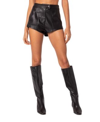 Edikted Ramona High Rise Faux Leather Micro Shorts