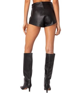 Edikted Ramona High Rise Faux Leather Micro Shorts