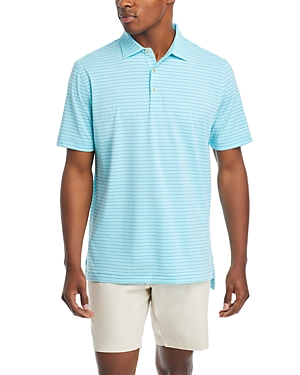 Peter Millar Duet Stripe Jersey Performance Polo In Cabana Blue