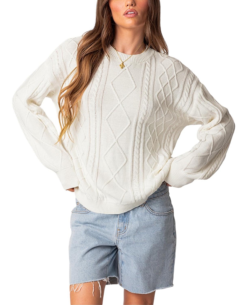 Edikted Jessy Cable Knit Oversized Sweater
