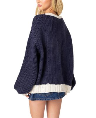Contrast Chunky Knit Cardigan