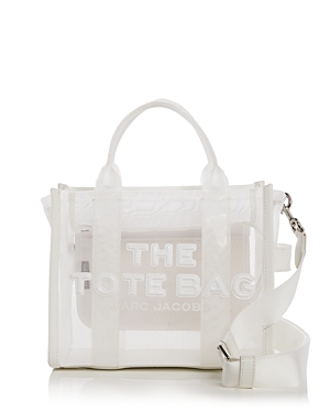Shop Marc Jacobs The Mesh Small Tote Bag In White/nickel
