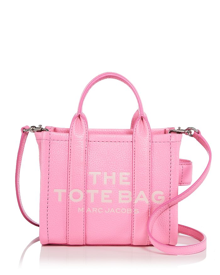 Shop Marc Jacobs The Leather Mini Tote In Petal Pink/nickel