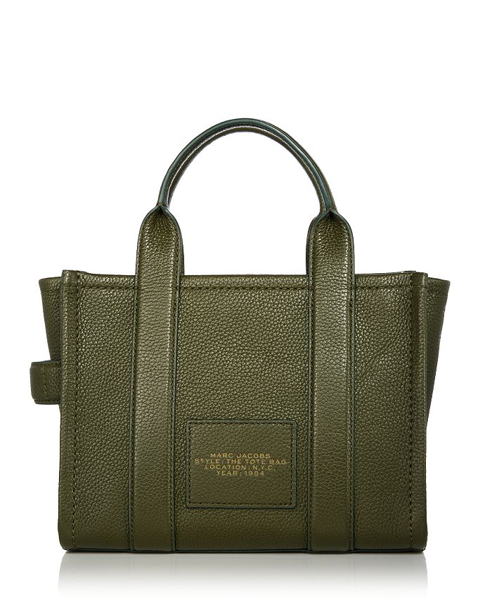 Shop Marc Jacobs The Leather Medium Tote Bag In Forest/gold