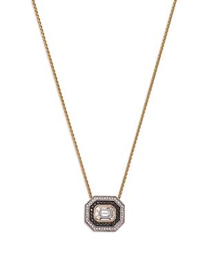 Bloomingdale's Black & White Diamond Octagon Pendant Necklace in 14K White & Yellow Gold, 1.25 ct. t