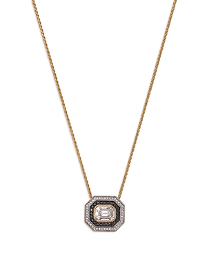 Bloomingdale's Black & White Diamond Octagon Pendant Necklace In 14k White & Yellow Gold, 1.25 Ct. T. W. In Black/gold