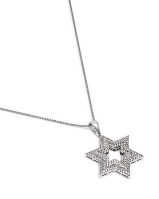 Men's Diamond Star of David Pendant Necklace in 14K White Gold, 1.50 tcw