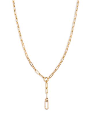 Moon & Meadow - 14K Yellow Gold Paperclip Lariat Necklace, 18"