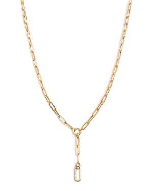 Moon & Meadow 14K Yellow Gold Paperclip Lariat Necklace, 18