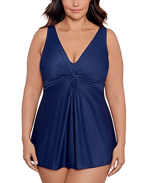 Shop Miraclesuit Solids Marais One Piece Swimdress In Midnight Blue