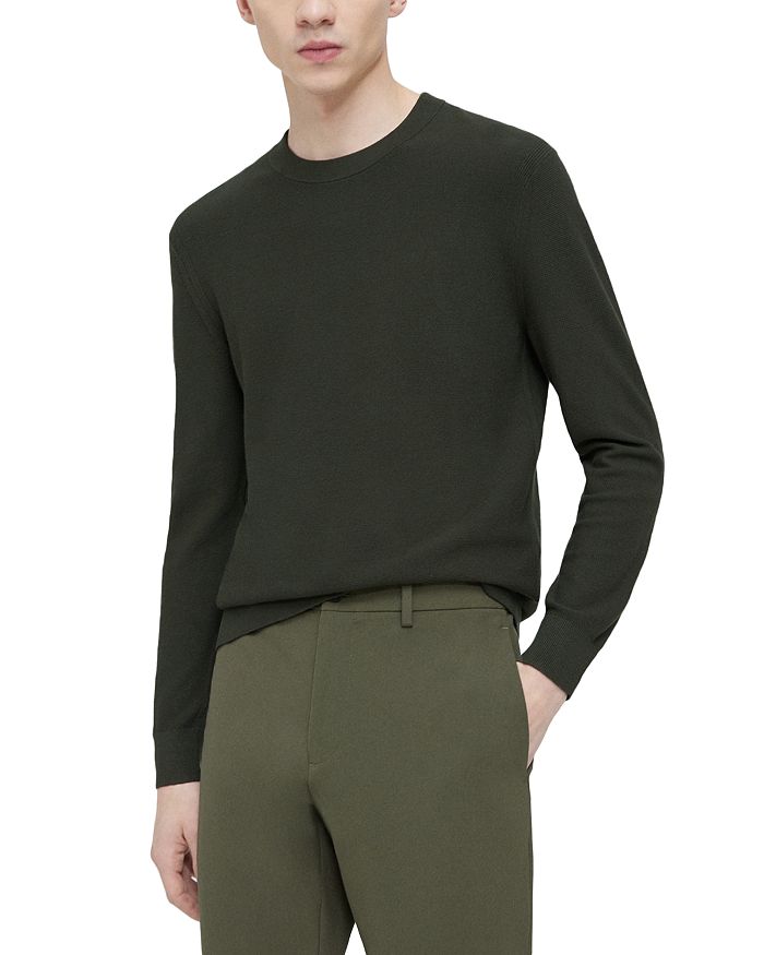 Shop Theory Riland Crewneck Sweater In Dark Olive