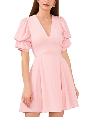 Shop 1.state Bubble Sleeve V Neck Dress In Rose Linen