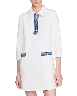 Sandro Paige Tweed Minidress In White