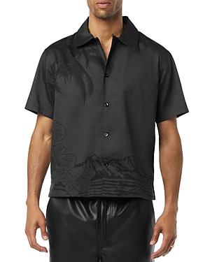 Shop Hudson Short Sleeve Button Front Camp Shirt In Night Palm
